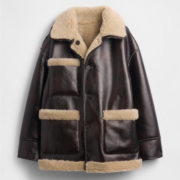 Gap x Sandy Liang Reversible Vegan Leather Sherpa Jacket XXS/XS - Picture 6 of 7